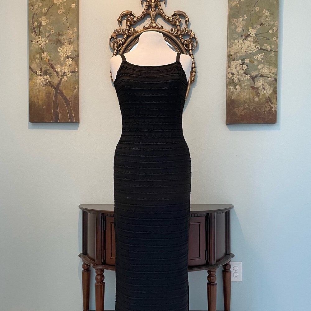 Luxury Designer Pepa Pombo Long Black Evening Dress